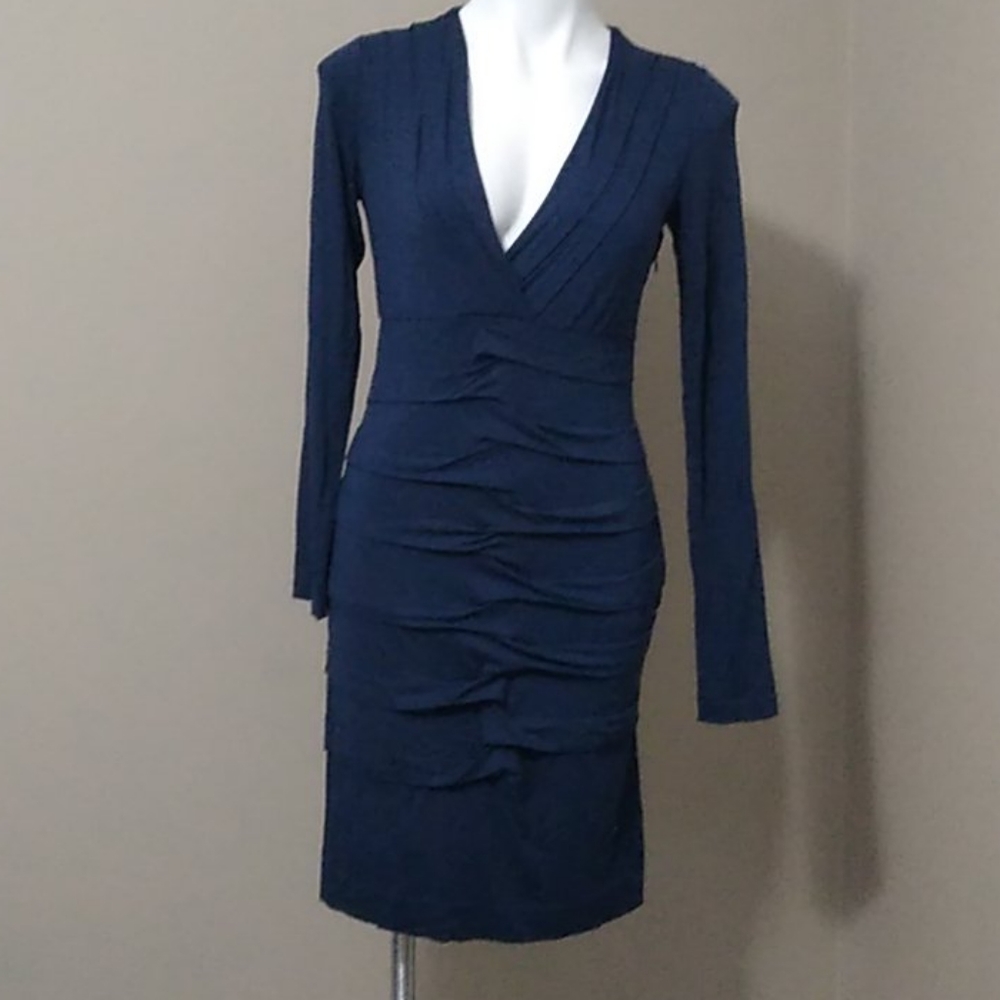 Nicole Miller Folded Fabric Midi dress size medium